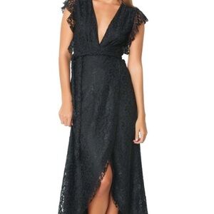 MISA Los Angeles Carolina Black Lace Elegant Wrap Dress Sz. S NWT!